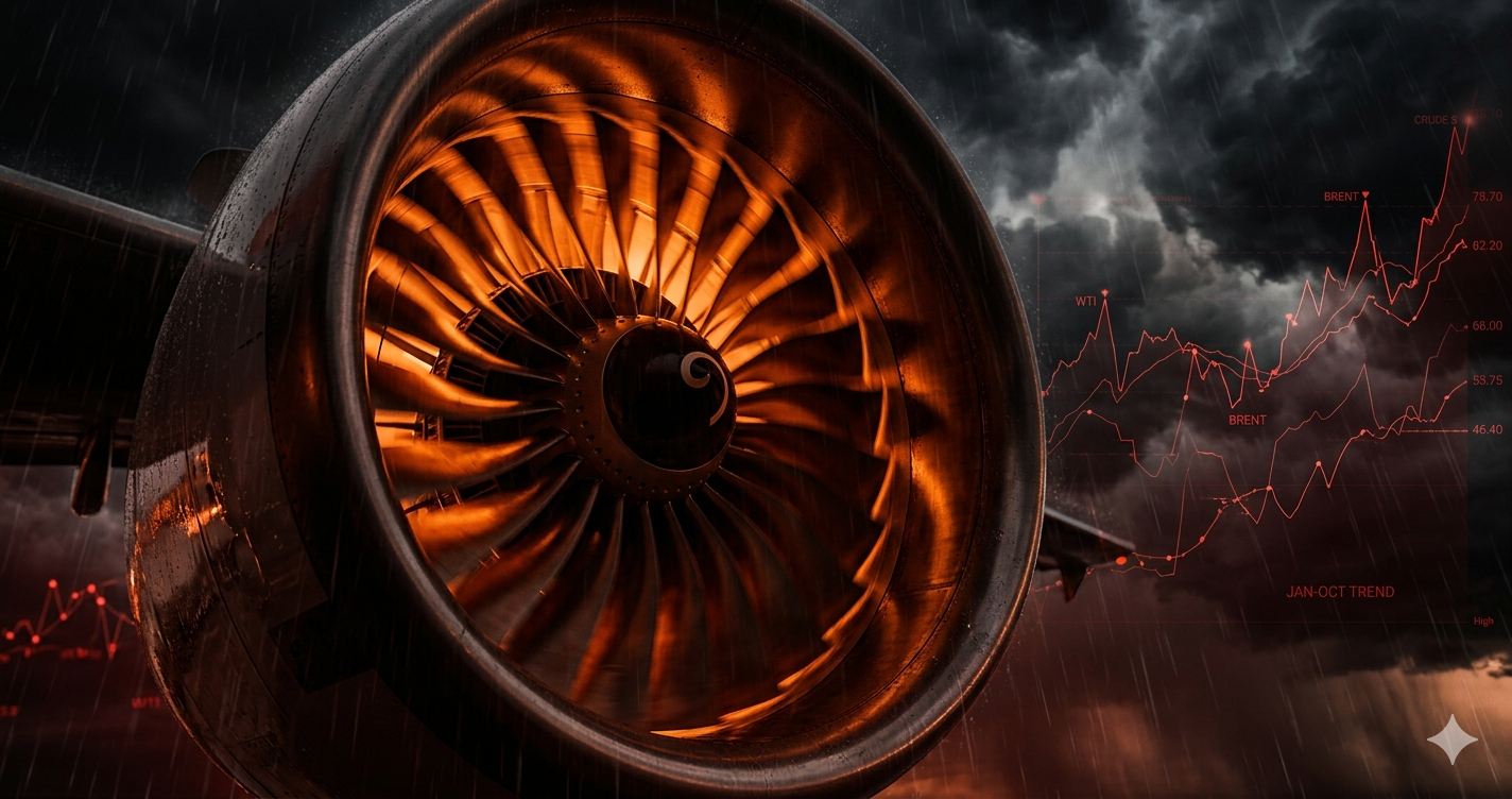 jet engine with rising fuel costs representing the 2026 aviation fuel crisis